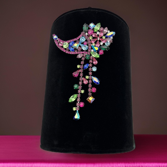 🌟NICKY BUTLER Fashion Multi Crystal Cornucopia Drop Brooch Limited NEW - Picture 11 of 14